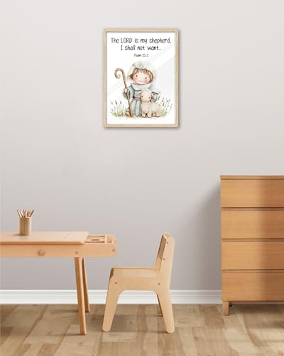 KensTro 12x16 Oak Framed Psalm 23:1 Scripture Wall Art - color: God's Provision-Framed, size: 16"L x 12"W