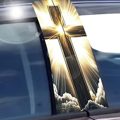 1 Pair Jesus Car B-Pillar Decals, Cross Car Center Pillar Stickers, Waterproof Vinyl Christian Vehicle Door Pillar Sticker Scratch Cover Sticker for Car Auto SUV (Luminous Cross) - color: Luminous Cross