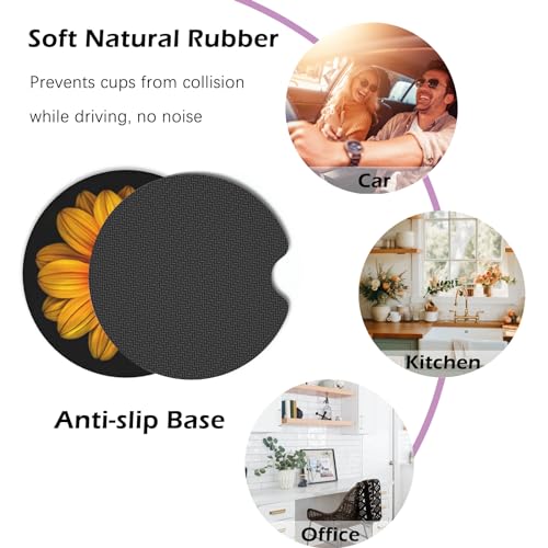 KARREAL 2 Pcs Car Cup Coasters - Sunflower - color: Sunflower