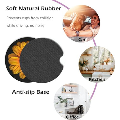 KARREAL 2 Pcs Car Cup Coasters - Sunflower - color: Sunflower