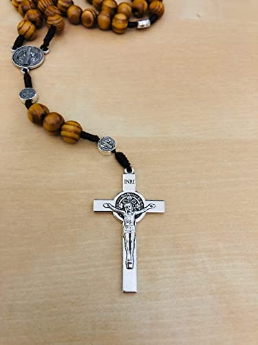 Handmade Olive Wood Catholic Rosary, Prayer Beads From Bethlehem Olive Wood Christian Prayer Beads Saint Benedict Rosary Christian Gift