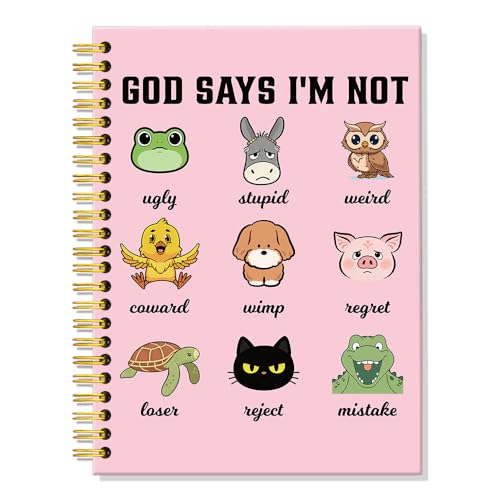 ERHACHAIJIA God Says I'm Not Lined Spiral Notebook for Women Girls Daughter - color: Pink