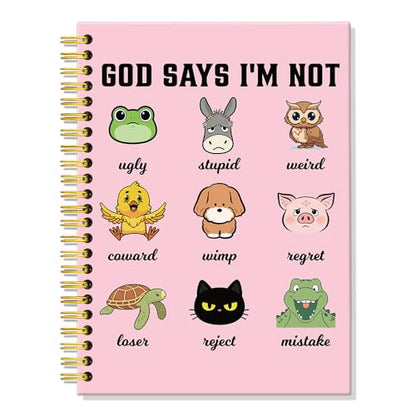 ERHACHAIJIA God Says I'm Not Lined Spiral Notebook for Women Girls Daughter - color: Pink