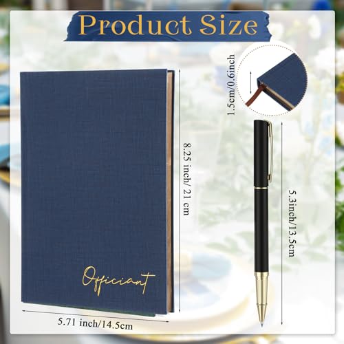 Engrowtic Wedding Officiant Book with Pen 5.25x8.25,Dark Blue,Classic - color: Dark Blue, style: Classic