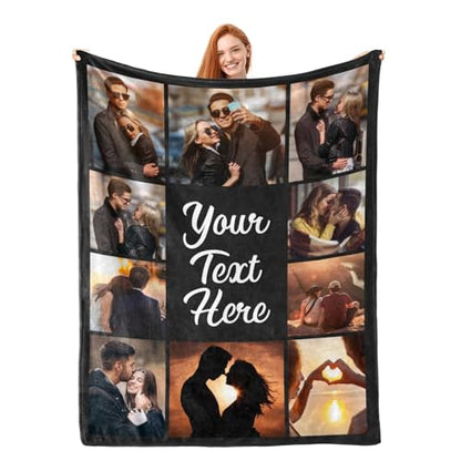 inkArts Custom Blanket Throws with Photos Text Personalized with Picture Customizable, Customize for Mom, Dad, Couple, Girlfriend, Boyfriend, Husband & Wife - color: Ten Photo