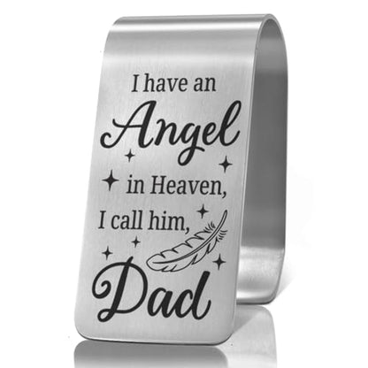 XQLZY I Have an Angel in Heaven I Call Him Dad Stainless Steel Visor Clip - color: Sliver063