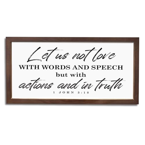 Christian Love Decor, Vintage Framed Wall Art for Home Living Room, Above Bed Decoration for Bedroom, Family Room Decor, Farmhouse Wood Framed Sign 15×7.5×0.3 inches, Bible Verse Wood Sign - color: color 20