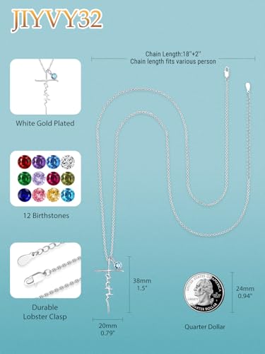 Faith Necklace White/Rose/Gold Birthday Gifts for Wife Her - color: White Gold-03-March