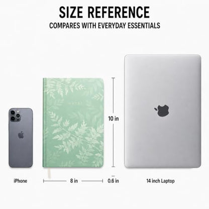 WORLD TRAVELER Large Lined Journal Notebook 256 Ruled White & Ivory Pages - color: Green Fern