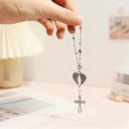 Steering Wheel Charm Accessory,Christian Cross for Car Mirror Hanging,Guardian Angel for Car,Guardian Angel Rearview Mirror Charm Ornament,Christian Protection for Bag