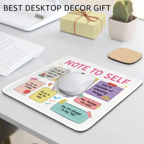 Funny Note to Self Non-Slip Mouse Pad with Stitched Edge for Women - color: Pink & Yellow