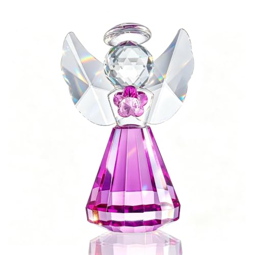 3'' Purple Crystal Guardian Angel Figurine Art Glass Angel Gifts For Women - style: Purple Angel