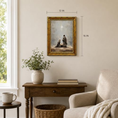 Nativity Scene Canvas Wall Art Framed Christian Rustic Artwork 16x12 Inch - color: Nativity Scene Canvas 25, size: 16"L x 12"W