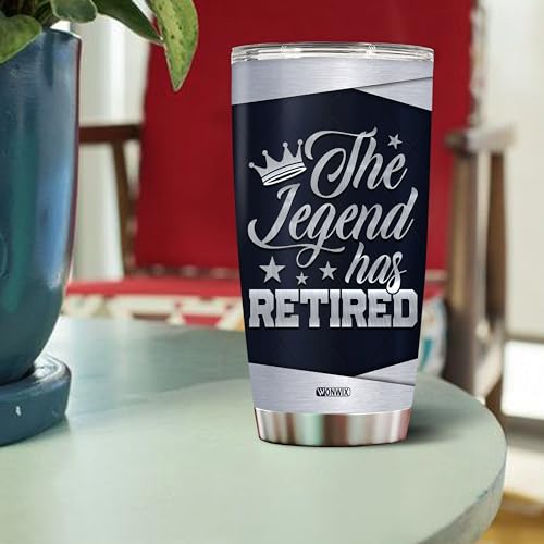 Personalized Retirement Tumbler Gifts for Women Men The Legend Has Retired Travel Cup Coffee Mug Gift for Coworkers Office Him Her Stainless Steel 20oz With Lid - color: RETIRE