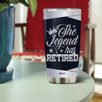 Personalized Retirement Tumbler Gifts for Women Men The Legend Has Retired Travel Cup Coffee Mug Gift for Coworkers Office Him Her Stainless Steel 20oz With Lid - color: RETIRE