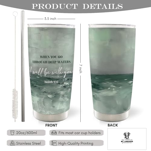 Christian 20oz Travel Coffee Mug Tumbler Water Bottle for Women, Christian Bible Religious Inspirational Gifts, Religious Inspirational Stainless Steel Tumbler with Lid and Straw Drinkware - color: water