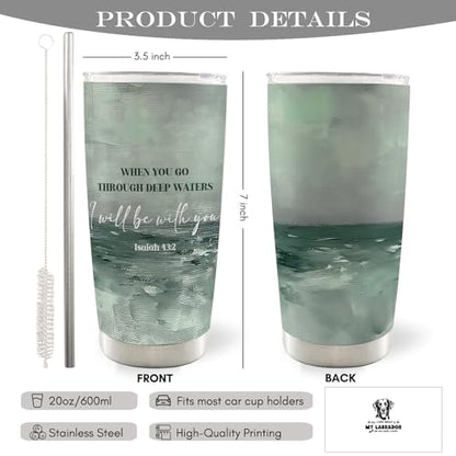 Christian 20oz Travel Coffee Mug Tumbler Water Bottle for Women, Christian Bible Religious Inspirational Gifts, Religious Inspirational Stainless Steel Tumbler with Lid and Straw Drinkware - color: water