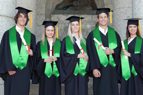 MyGradDay Plain Graduation Stole Colorful Stole for Adult Length 60",Rich in Color - color: Emerald Green