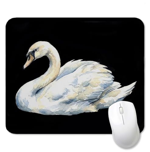 Vintage White Swan Mouse Pad for Desk, Swan Gifts for Women, Elegant Bird Black and White Mousepads with Anti-Slip Rubber Base for Computer Laptop Home Office Desk Accessories, 9.5x7.9 Inch - color: Square mouse pad-swan