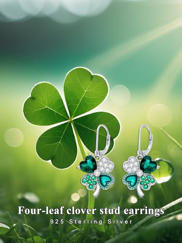 Dorunmo 925 Sterling Silver Dangle Drop Earrings for Women Holiday Earrings Hypoallergenic Halloween Christmas Jewelry Festival Gifts for Women - style: St. Patrick's Day-Clover-04