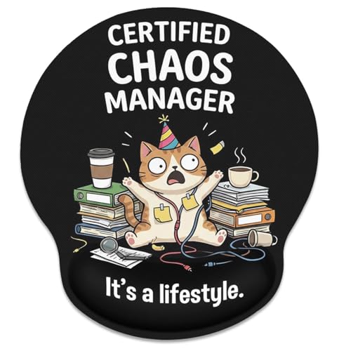 Britimes Ergonomic Mouse Pad with Wrist Support, Funny Cat Black - color: Cat Chaos Manager Black