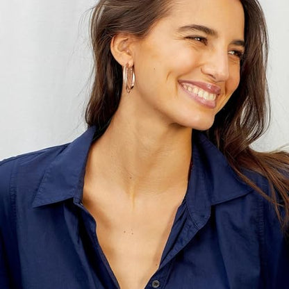 Gacimy Criss Cross Hoop Earrings for Women, 14K Gold Plated Hoops - color: Rose Gold, size: 30mm