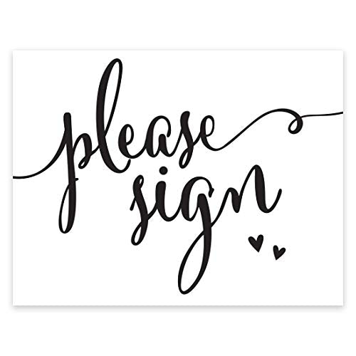 Andaz Press Wedding Party Signs, Formal Black and White, 8.5-inch x 11-inch, Please Sign, 1-Pack - color: Please Sign