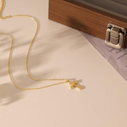 Cross Necklace for Women, Dainty Gold Necklace Tiny Cross Charm Necklace - color: Gold-Cross 2