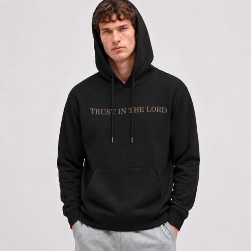 Faith Over Fear Christian Hoodies for Men Inspired Religious Pullover - color: Black, size: Small