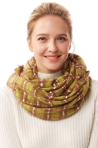 ScarvesMe Women's Check and Plaid Soft Infinity Loop Winter Fall Warm Scarf - color: Lof1252_olive