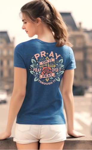 Christian Jesus Faith T Shirts for Women - color: Dark Blue1, size: X-Large