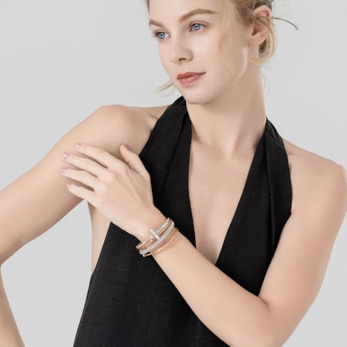 Christian Cross Leather Bracelets Boho Western Blessing Religious Jewelry - color: Rose Gold