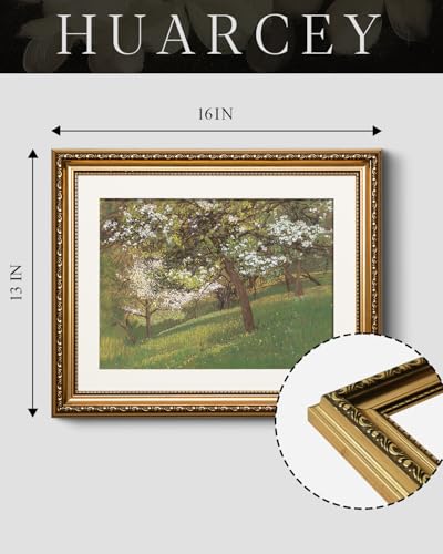 HUARCEY Ornate Textured Gold Framed Blooming Orchard Canvas Wall Art - color: Blooming Orchard, size: 16"L x 13"W