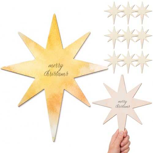 24 Pcs 12" Bethlehem Star Wooden Cutout Christmas Large Unfinished Craft - style: Bethlehem Star