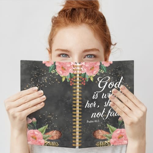 God Is Within Her, She Will Not Fall Hardcover 160 Pages Lined Spiral Notebooks, Flowers Journal, Christian Bible Journal Notebooks, Team Diary, Employee Appreciation Gifts for Coworker Mentor - color: Multi
