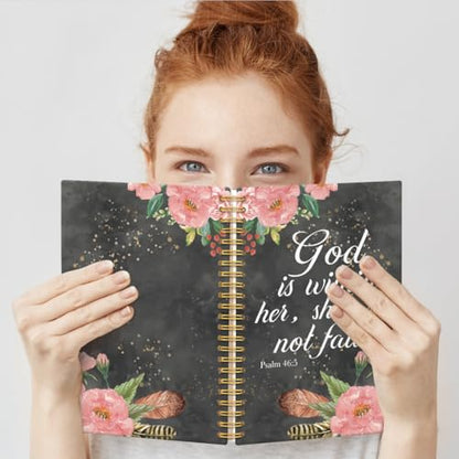 God Is Within Her, She Will Not Fall Hardcover 160 Pages Lined Spiral Notebooks, Flowers Journal, Christian Bible Journal Notebooks, Team Diary, Employee Appreciation Gifts for Coworker Mentor - color: Multi