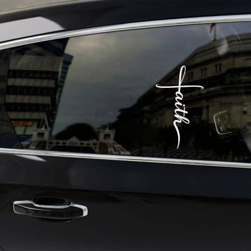 2PCS Faith Cross UV DTF Sticker, Minimal Religious Car Window Decal 10in - color: Faith