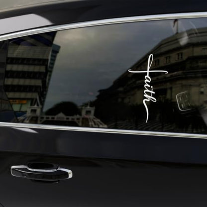 2PCS Faith Cross UV DTF Sticker, Minimal Religious Car Window Decal 10in - color: Faith