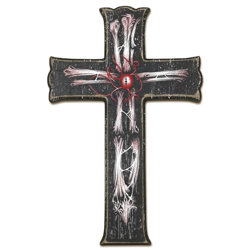 Rdtcgvss 6.5'' X 10" Cross Wall Decor, Gothic Dark Style, Wooden Cross, With Hooks On The Back. Suitable For Farm Houses, Homes, Easter Decorations, And Also Makes A Great Holiday Gift. (1 Pcs) - A02 - color: Gothic Dark Style