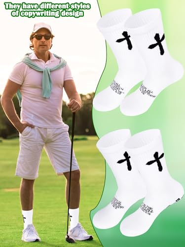 8 Pairs Cross Grip Socks Anti-Slip Christian Socks with Bible Verse and Rubber Dots Jesus Sports Sock for Unisex Youth (White)