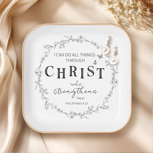 Christian Gifts–Bible Verses Jewelry Tray,Confirmation Gifts for Teen Girls - style: Philippians 4:13
