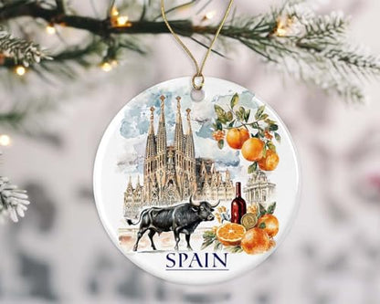 Barcelona Sagrada Familia Keepsake - Spain Xmas Ornament, European Travel Gift, Housewarming Ceramic Printed One Side - size: Printed on One Side