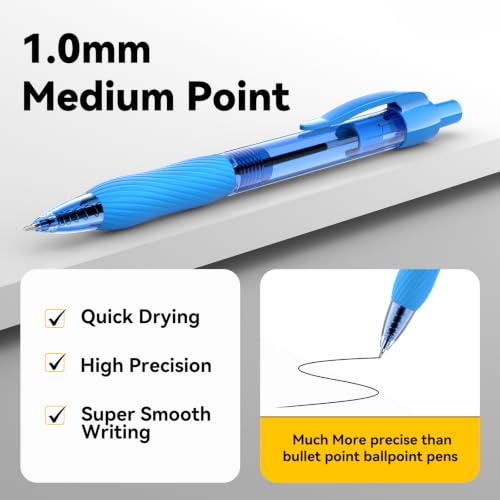 50 Pack Blue Ink Ballpoint Pen with Soft Grip, Bulk Pens 1.0mm - color: Blue