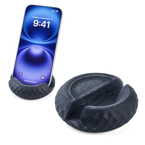 Artificial Stone Cell Phone Stand for Desk Handcraft Diamond Patterned Minimalist Decor for Desk Kitchen Counter Office Easy of Use Sturdy and Stable(Black) - color: black diamond stone