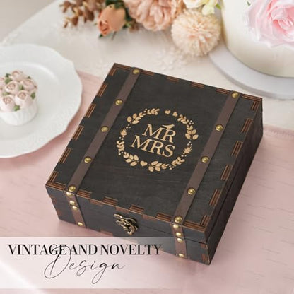 AW BRIDAL Black Wedding Keepsake Box Mr Mrs Memory Box Wood Storage Box with Lids Anniversary Engagement Gifts for Couples Bridal Shower Bride Gifts - color: Black Mr & Mrs