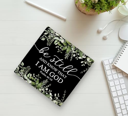 KU-DaYi Black Christian Scripture PSALM 46:10 Be Still and Know that I am God Watercolor Eucalyptus Leaves Wood Box Sign Rustic Farmhouse Style Wood Block Plaque Decor for Home Church Wall Desk Shelf Decoration - color: Black