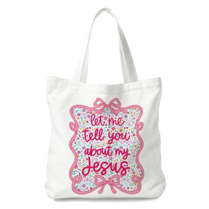 Christian Canvas Tote Bag, Bible Verse Reusable Shopping Bag - color: Bible-1