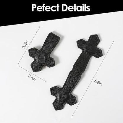 KINIVA Leather Magnetic Bookmarks for Women Men Book Lovers, Page Markers Gifts for Bible Students Teachers Reading (Cross-Black-2pcs) - style: Cross-Black-2pcs