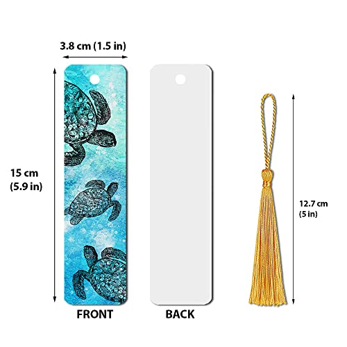 WIRESTER Set of 2 Metal Bookmarks with Light Gold Tassel for Students, Reader, Teachers, Book Lovers - Ocean Sea Turtle, Full Tropical Sea Coral - color: Ocean Sea Turtle, Full Tropical Sea Coral