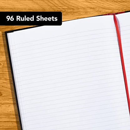 Black n' Red Notebooks, Business Journals, 3 Pack, 11-3/4" x 8-1/4", 96 Sheets, Ruled, Optik Paper, Hardcover, Casebound, Black (400123487) - size: 3 Pack, style: Large